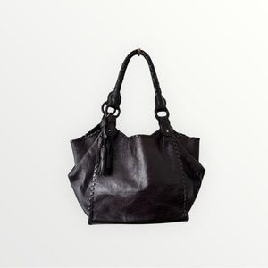 Anthony Luciano Black Braided Leather Hobo Bag
